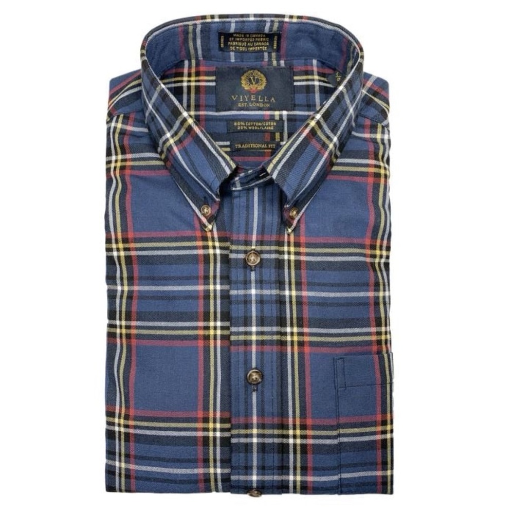 O’Connel’s x Viyella Sport Shirt in Blue Plaid - Picture 1 of 6